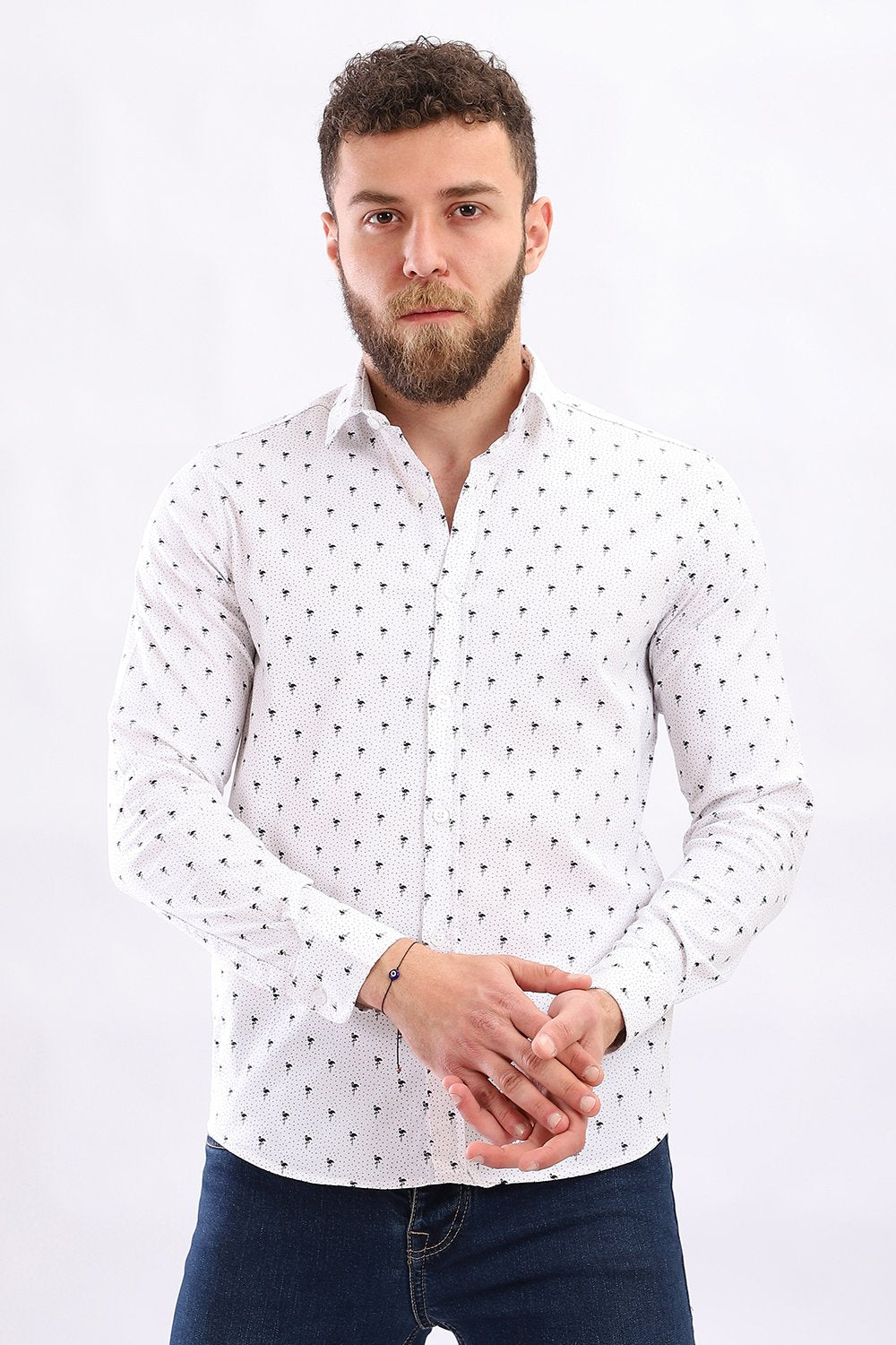 قميص فايروركس بأكمام قصيرة وأزرار - أبيض