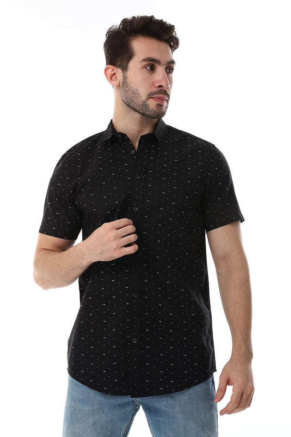 Self Pattern Buttons Down Closure Shirt