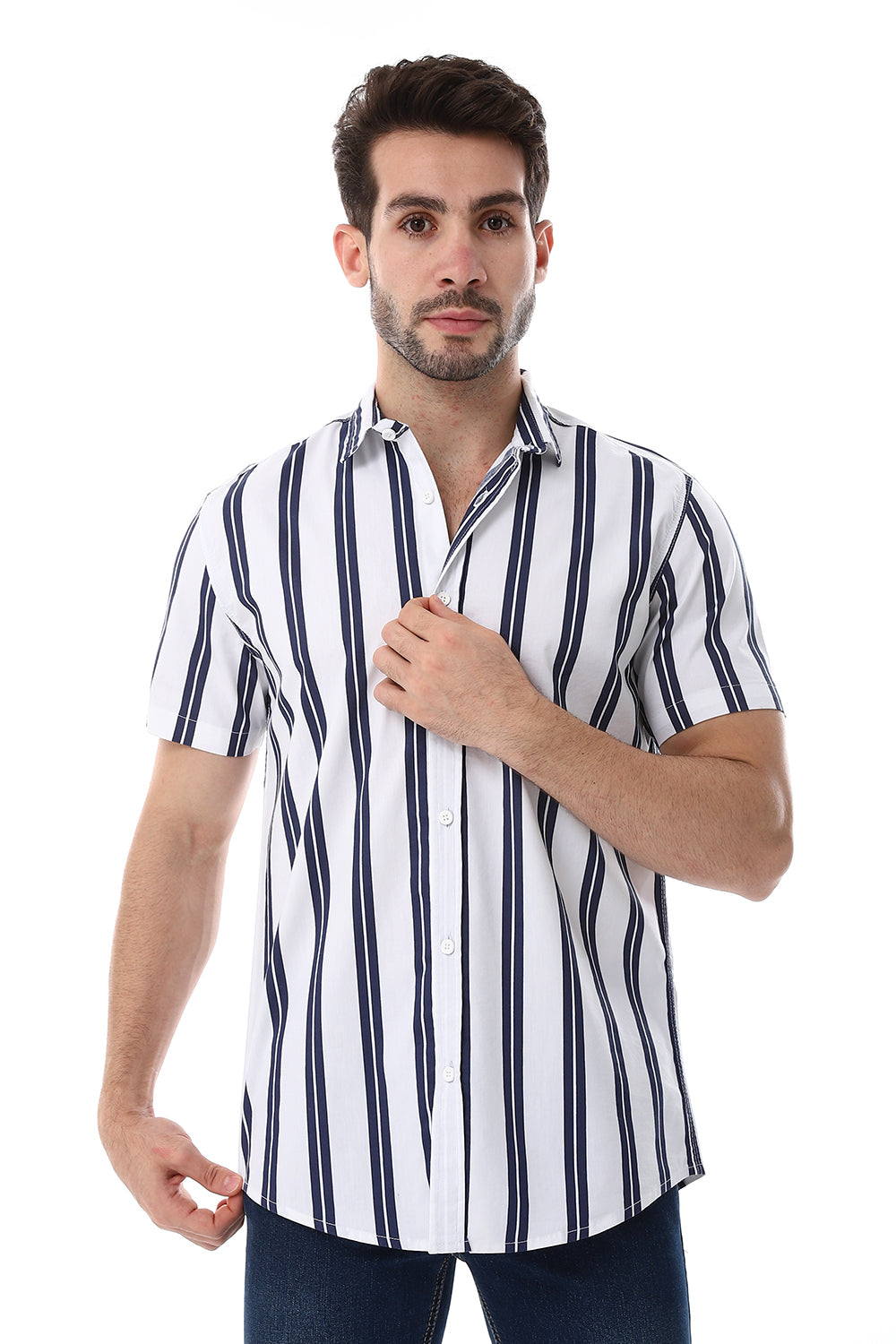 Striped Pattern Short Sleeves Shirt