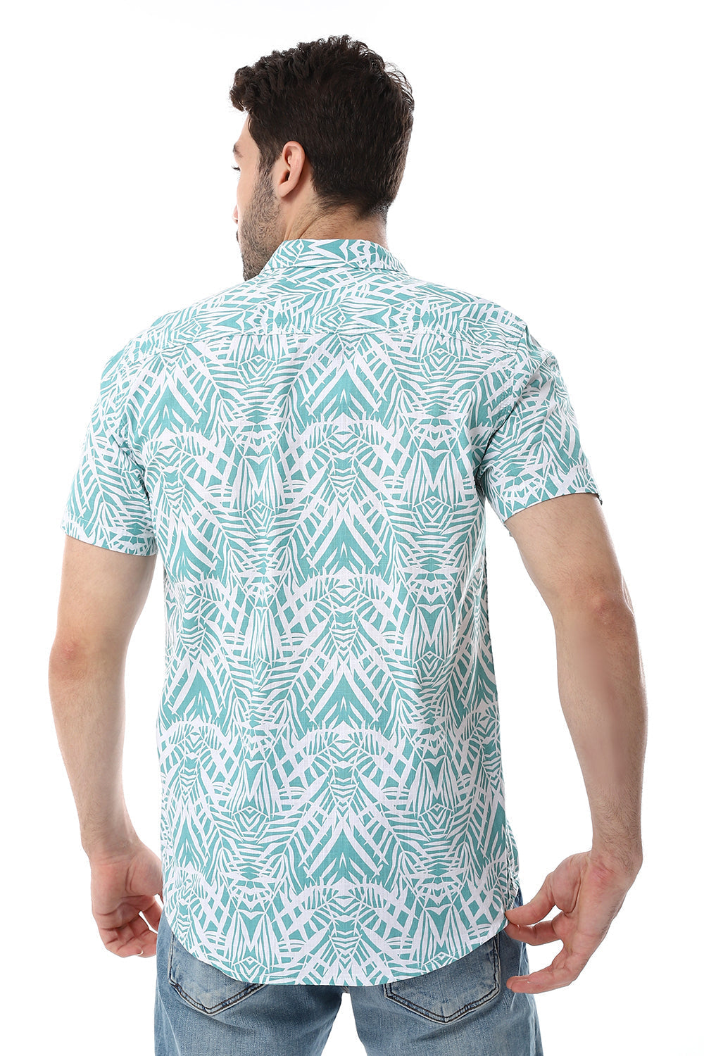 Palm Pattern Short Sleeves Shirt