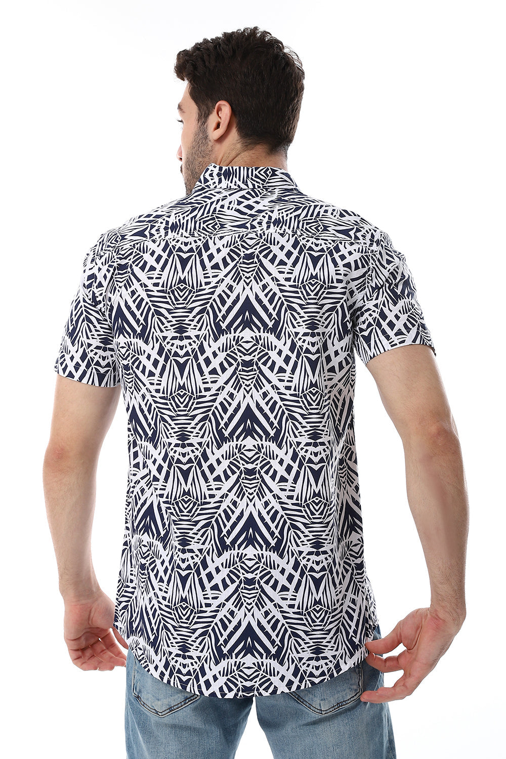 Palm Pattern Short Sleeves Shirt