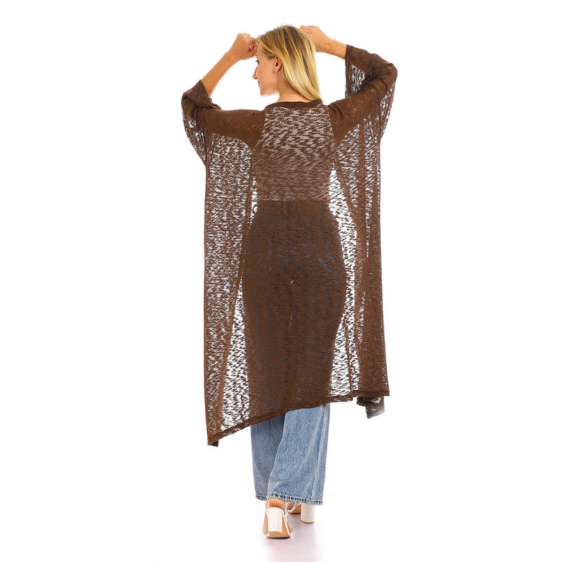 Knitted Slip On Open Neckline Loose Cover-up
