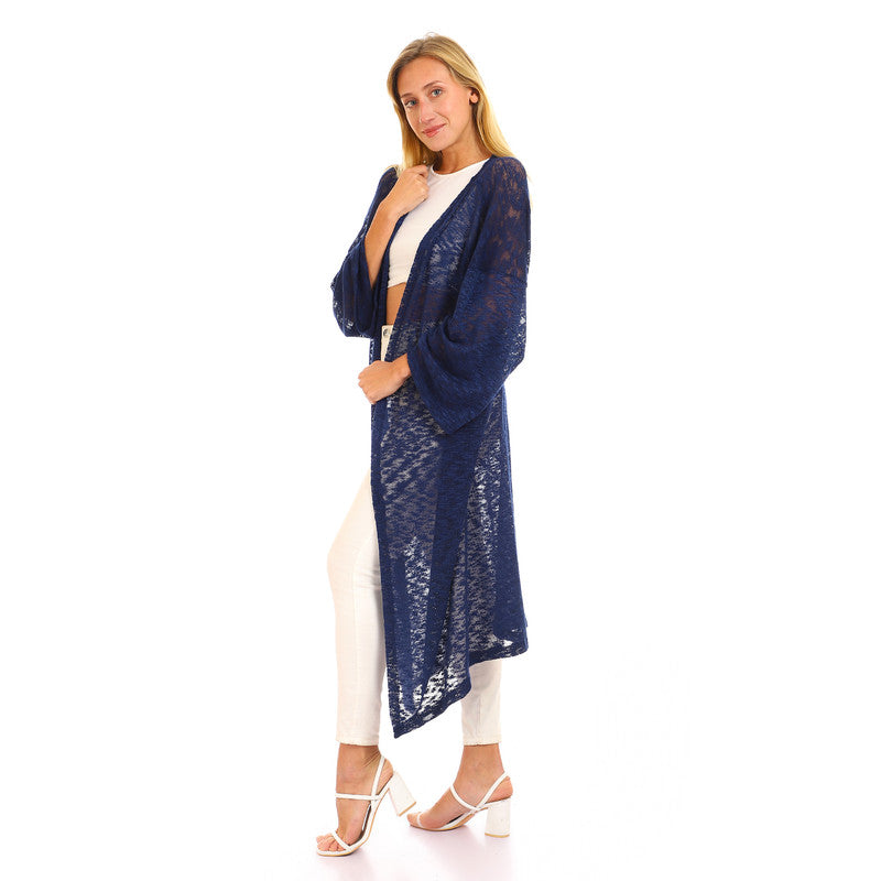 Knitted Slip On Open Neckline Loose Cover-up