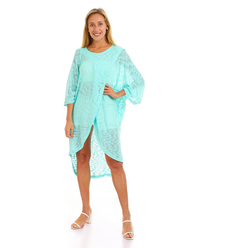 Front Slit Wide Round Neck Cover-up