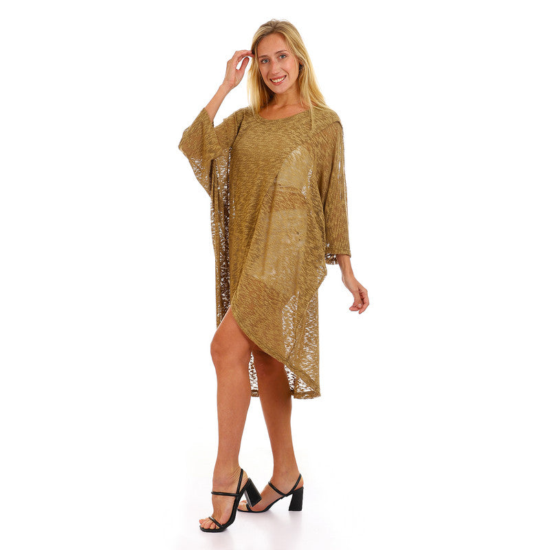 Front Slit Wide Round Neck Cover-up