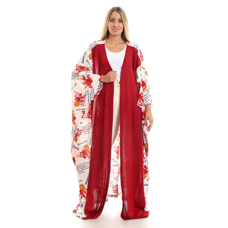 Short Sleeves Slip On Self Printed Kimono