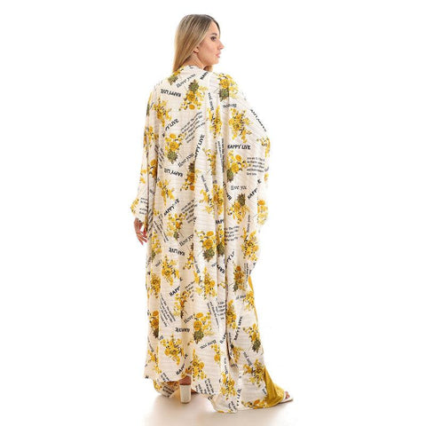 Short Sleeves Slip On Self Printed Kimono