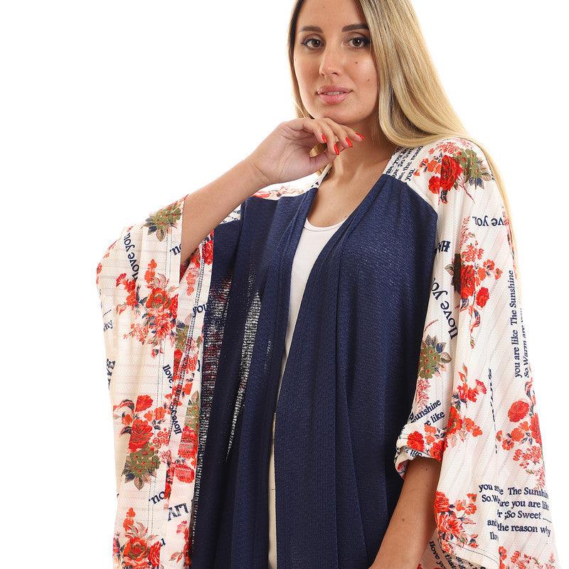 Short Sleeves Slip On Self Printed Kimono