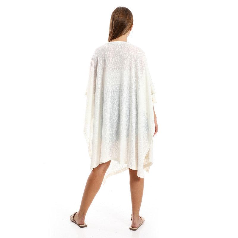 Knitted Deep Round Batwing Sleeves Cover-Up