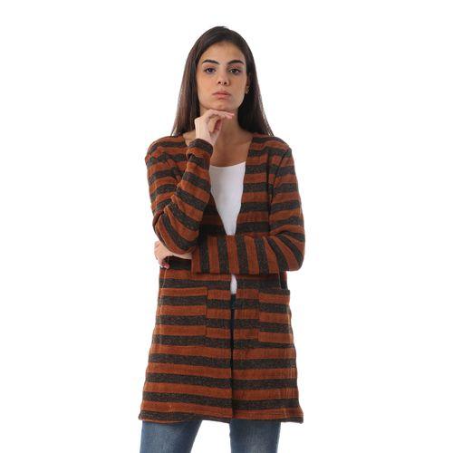 Wild Striped Cardigan With Pockets