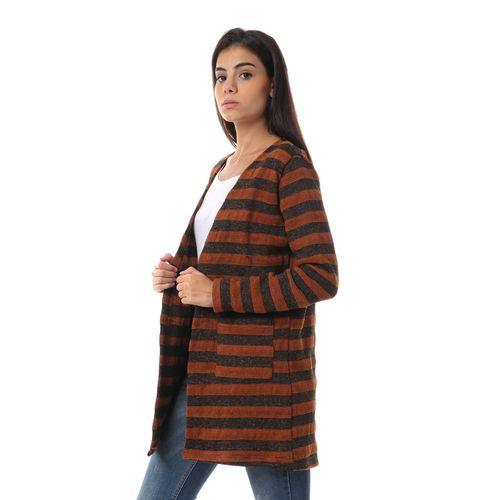 Wild Striped Cardigan With Pockets