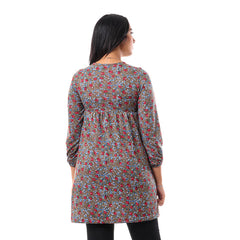 Floral V-Neck Full Sleeves Tunic Top