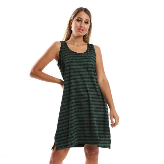 Slip-On Striped Sleepshirt With Side Patch Pocket