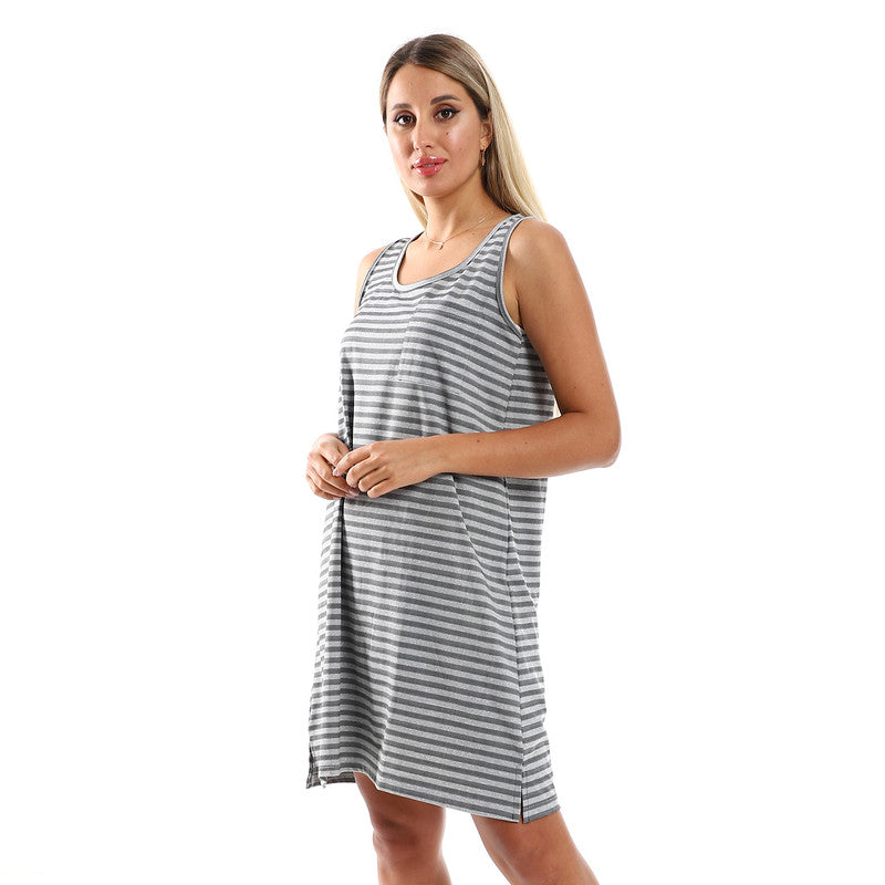 Slip-On Striped Sleepshirt With Side Patch Pocket