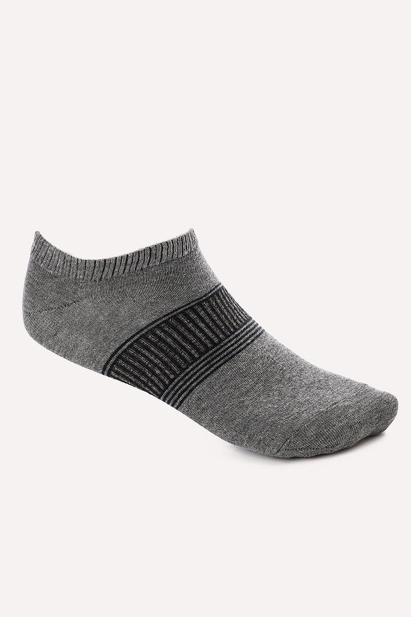 Striped Dark Grey Cotton Ankle Socks