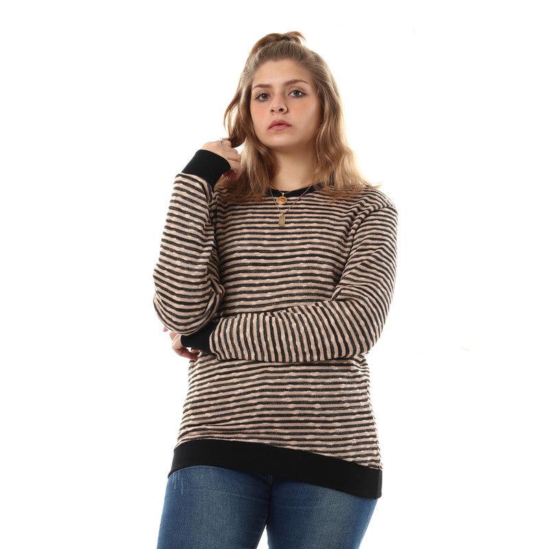 Unisex Thin Stripes Round Sweatshirt