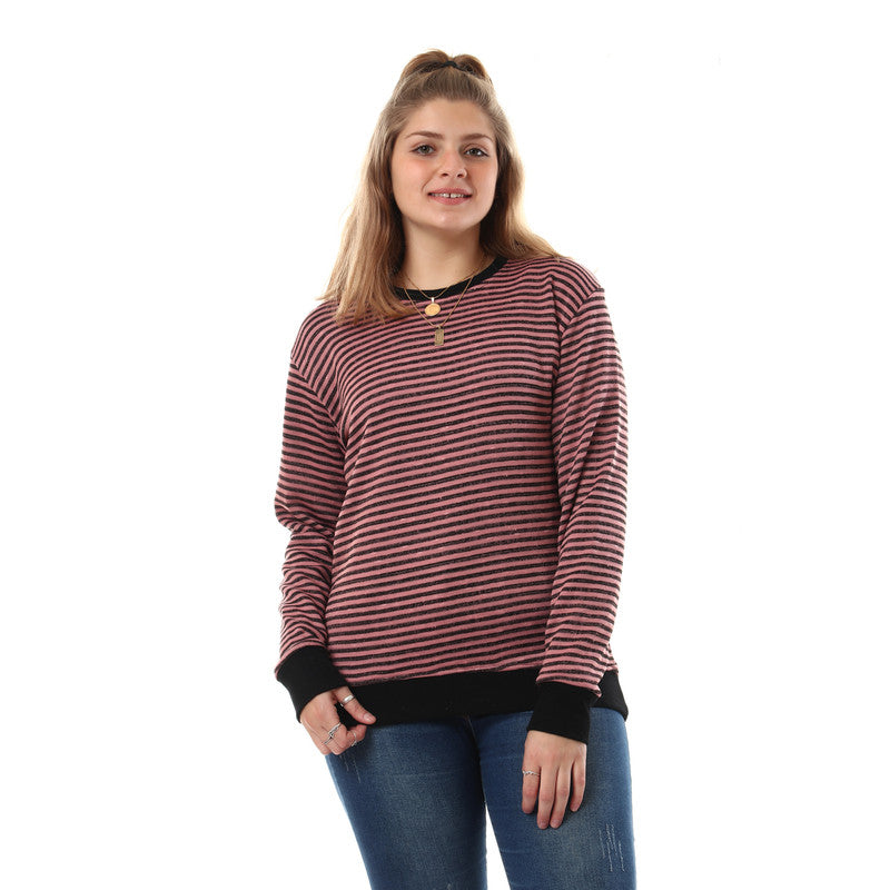 Unisex Thin Stripes Round Sweatshirt