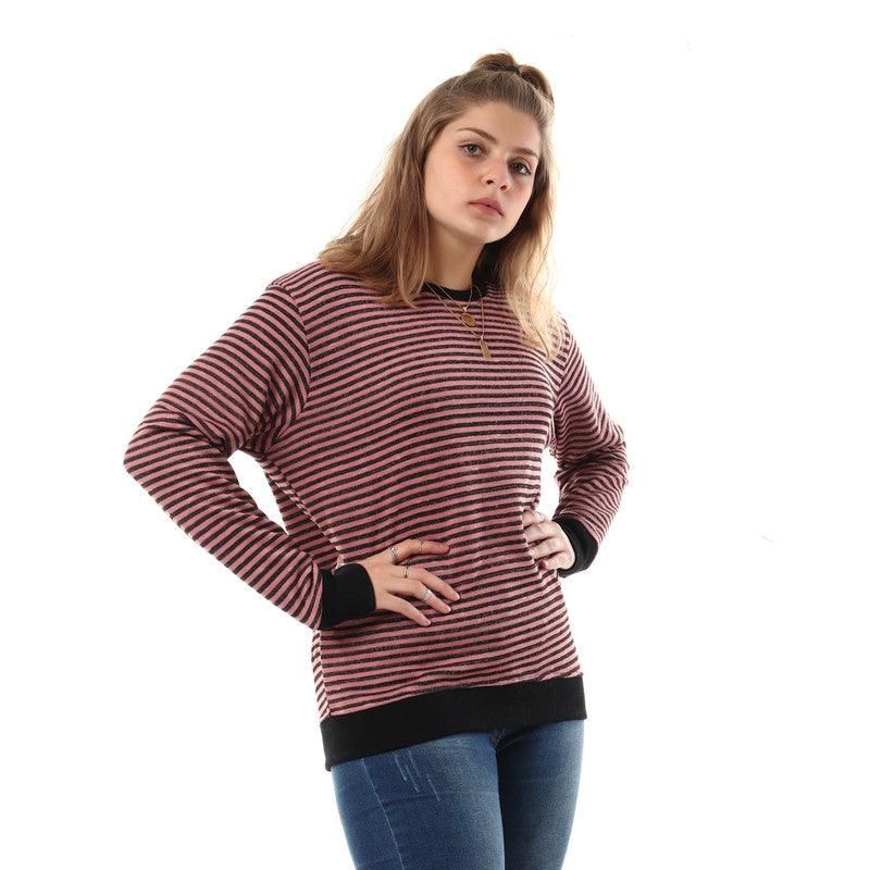 Unisex Thin Stripes Round Sweatshirt