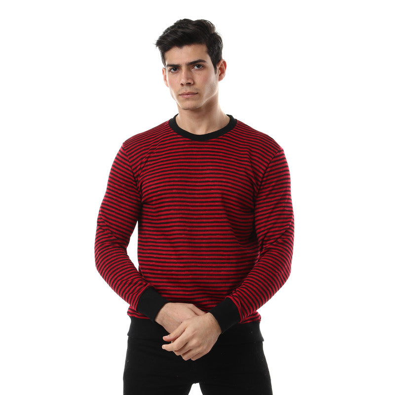 Unisex Thin Stripes Round Sweatshirt