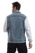 Turn Down Collar Long Sleeves Jeans Jacket --- Heather Grey & Light Blue