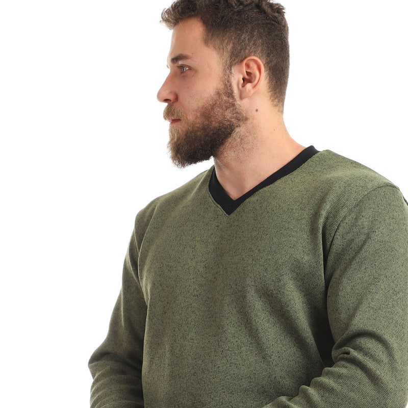 Knitted V-neck Slip On Sweatshirt