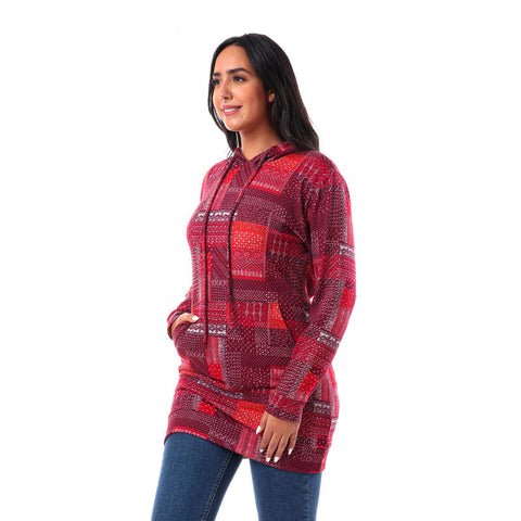 Patterned Slip On Hoodie