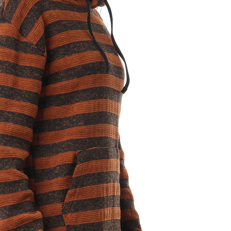 Wild Striped Velvet Long Hoodie