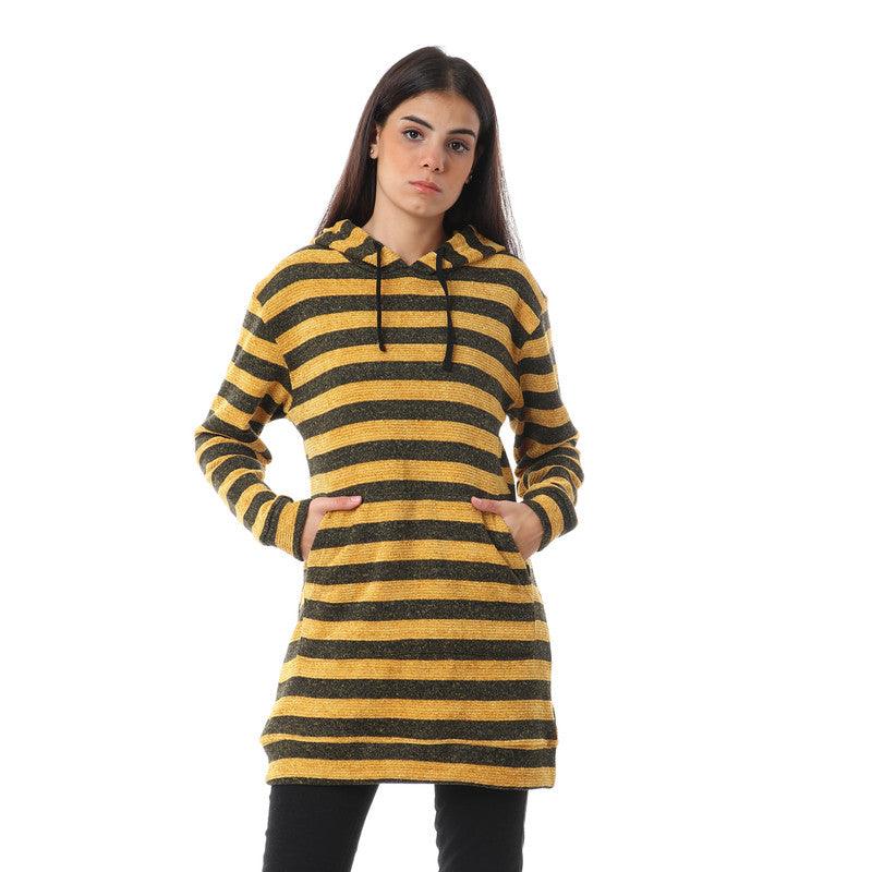 Wild Striped Velvet Long Hoodie