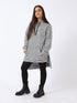High-Low Striped Fleece Knitted Hoodie