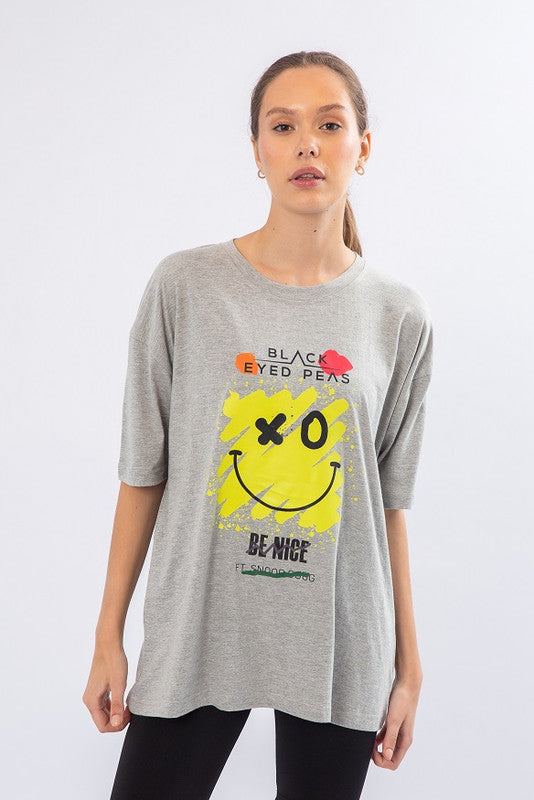 Be Nice Printed T-shirt in Grey
