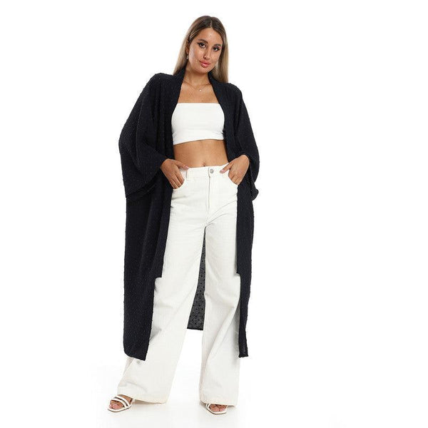 Slip On Long Sleeves Self Patterned Cardigan