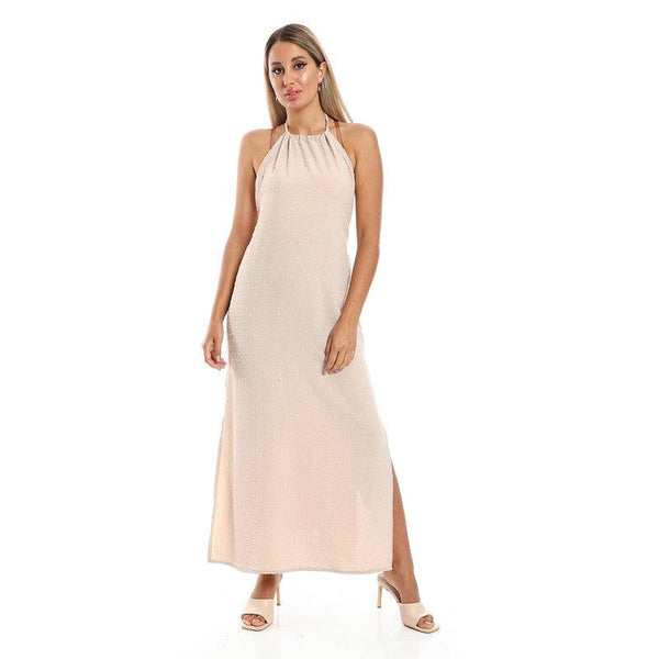 Side Slits Backless Halter Neck Cover Up Dress