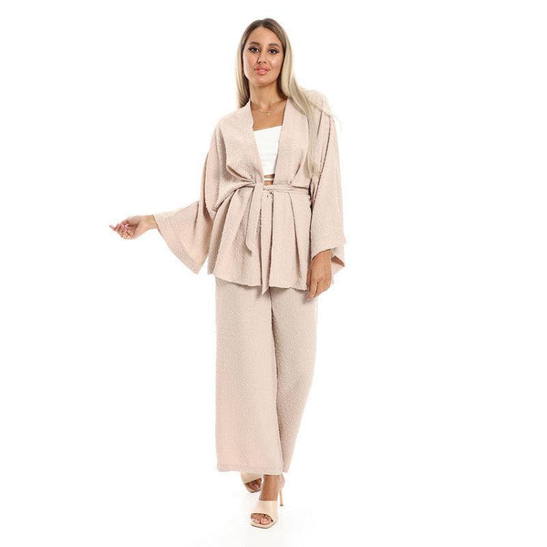 Slip On Self Patterned Three Pieces Sets
