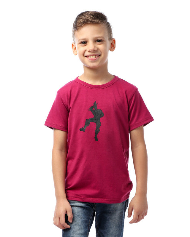 Boys Front Printed Round Neck T-shirt