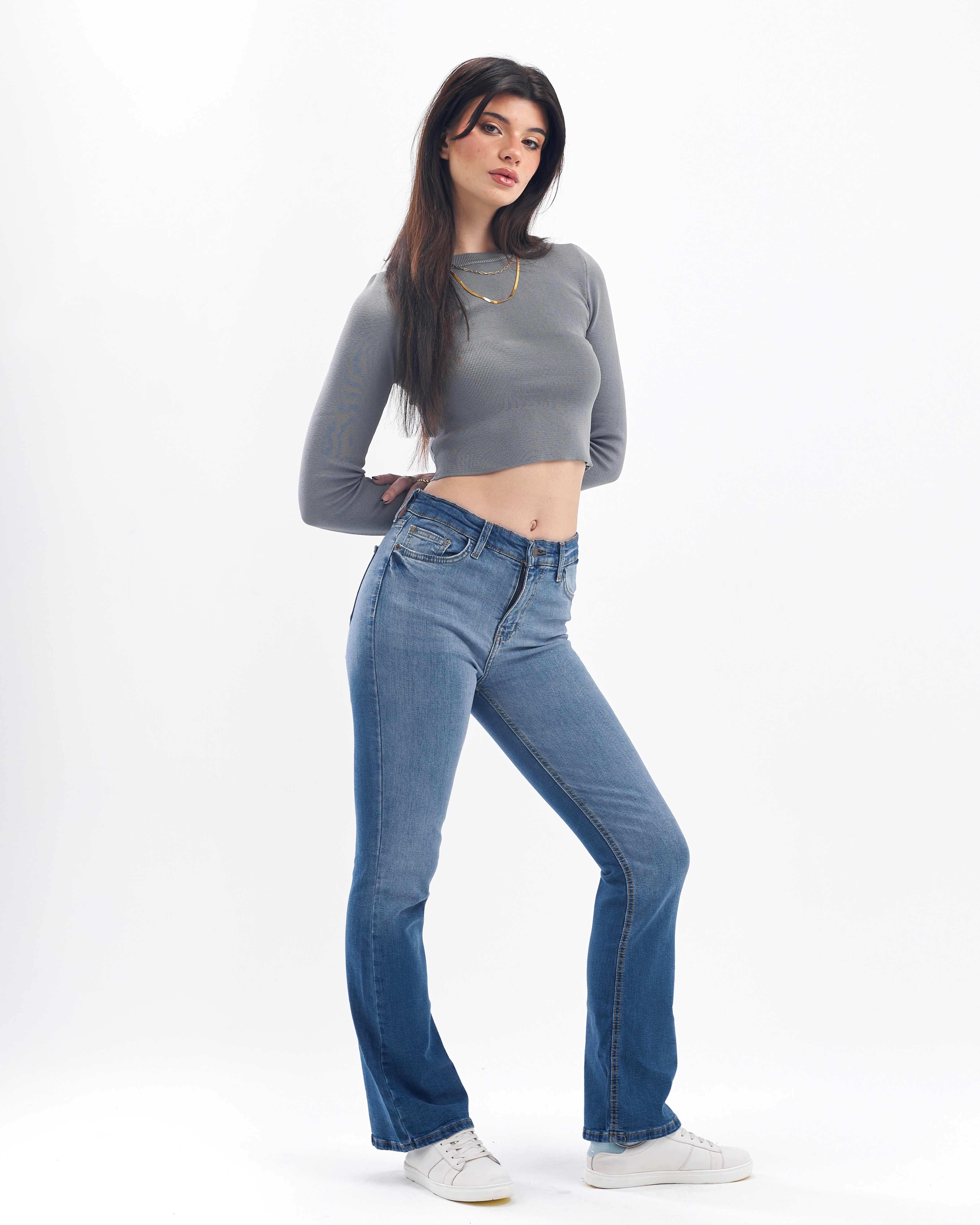 High-Waist Flared Jeans.