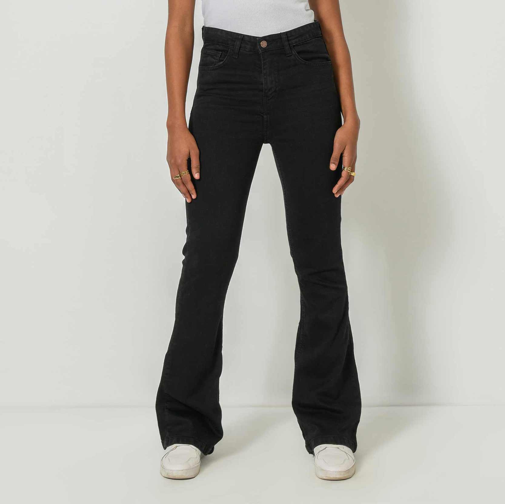High-Waist Charcoal Black Flared Jeans.