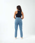 High-Waist Medium Washed Mom-Fit Jeans.