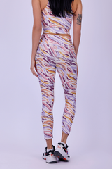 Colorful stripes printed capri leggings
