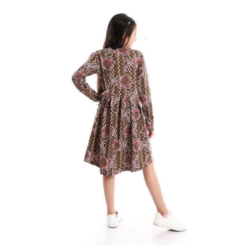 Girls Long Sleeves Floral Dress