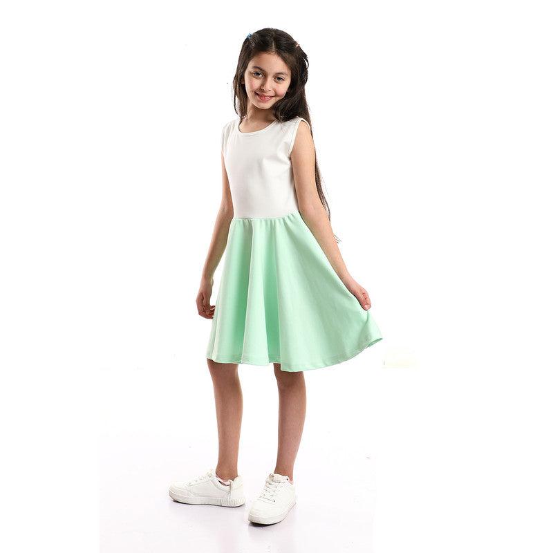 Girls Sleeveless Bi-Tone Summer Dress