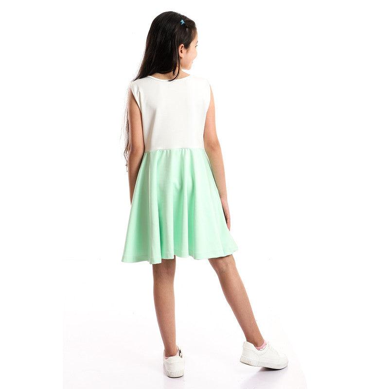 Girls Sleeveless Bi-Tone Summer Dress