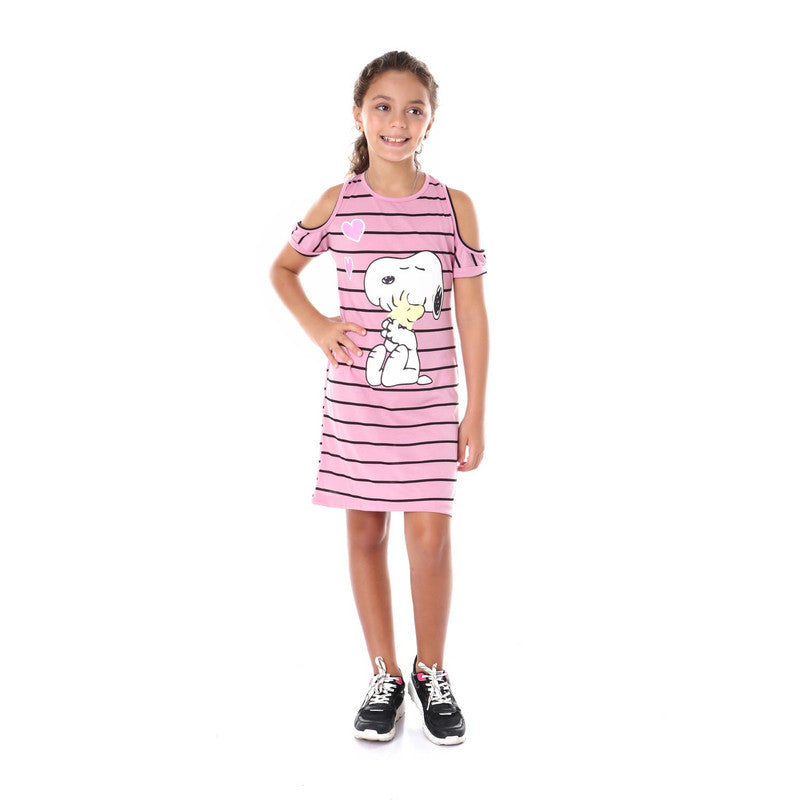 Girls Printed Snoopy Striped Night-Gown