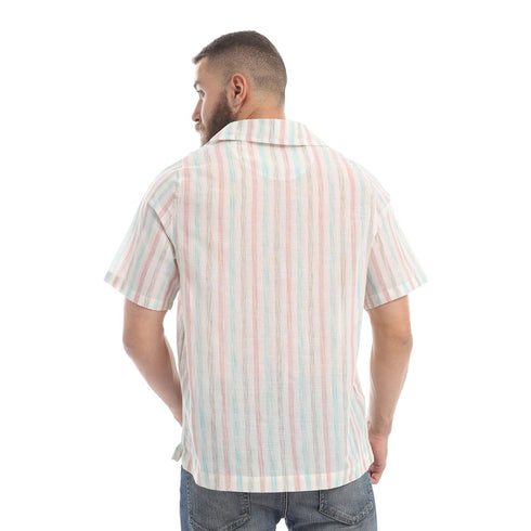 Hawaii Linen Short Sleeved striped Shirts