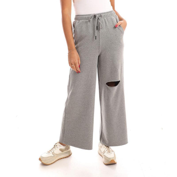 Ripped Wide Leg Casual Pants