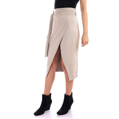Elegant Suede Front Slit Skirt