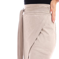 Elegant Suede Front Slit Skirt