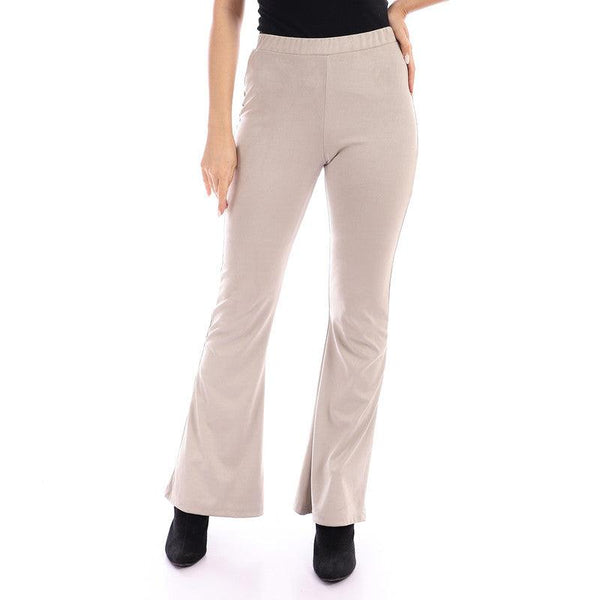 Suede Flare Slip On Pants