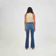 High Waist Medium washed Distressed Flare Jeans