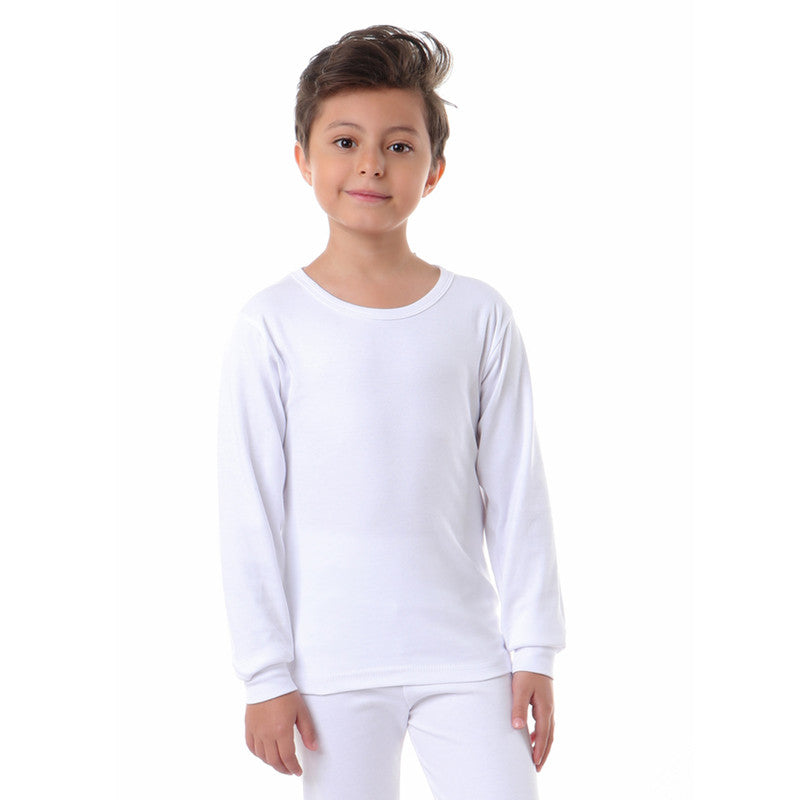 White Cotton Undershirt For Boys