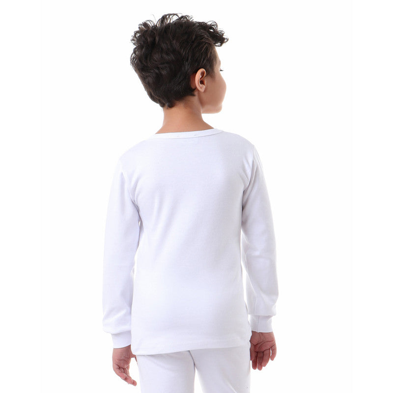 White Cotton Undershirt For Boys